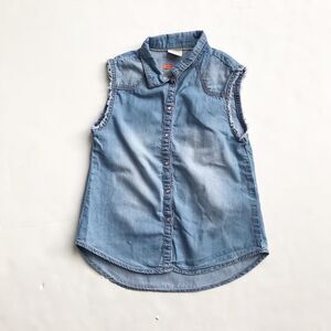 Zara sleeveless denim snap shirt EUC 6-7Y